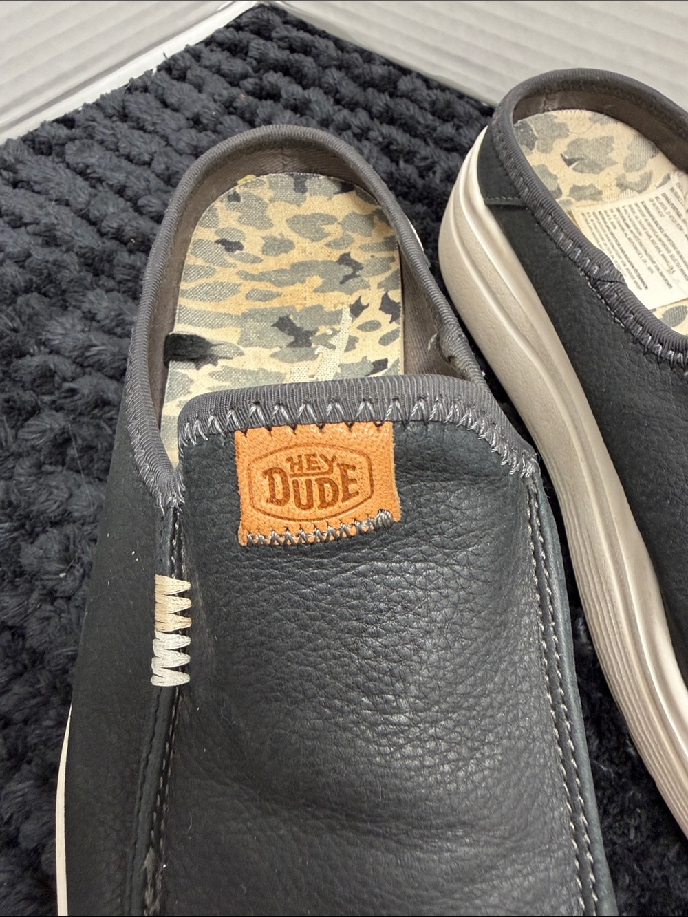 Hey Dude Black Slip-On Mule with Cream Platform - Picture 5 of 5